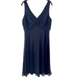 Chiffon Overlay Ruched Slimming Flowy Swing Midi Dress.